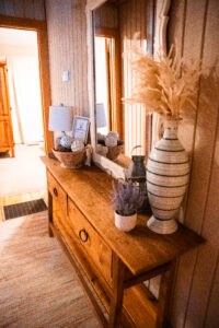 Cozy interior of a Peaceful Pointe cabin with modern amenities in Solgohachia, Arkansas.